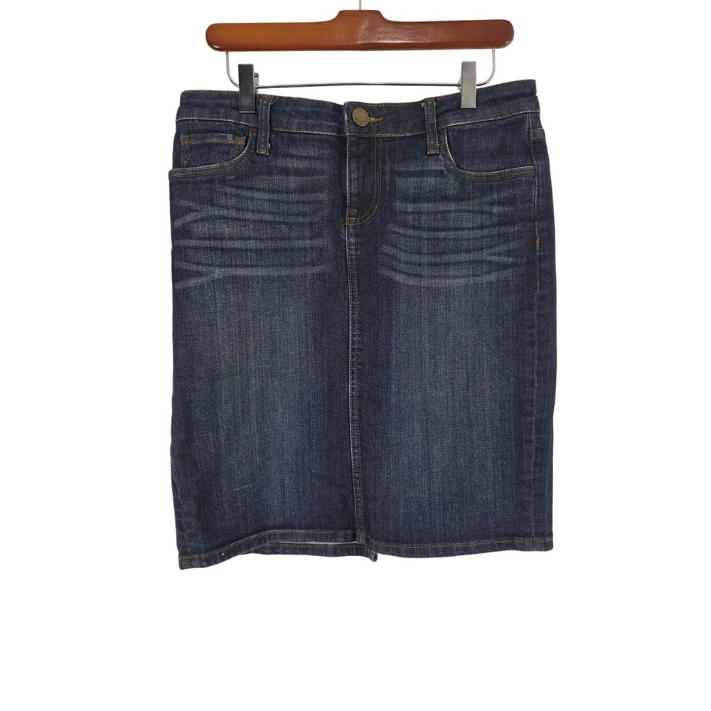 Kut From The Kloth Denim Skirt 6 Womens Dark Wash Pockets Preppy Boho Festival